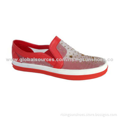 Athletic Shoes with PU + Mesh + Rhinestone Upper, OEM Welcome